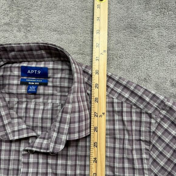 Apt 9 Button Up Shirt Mens‎ Large Slim Flit Purple 16-16.5 Work Casual Formal - Picture 4 of 5